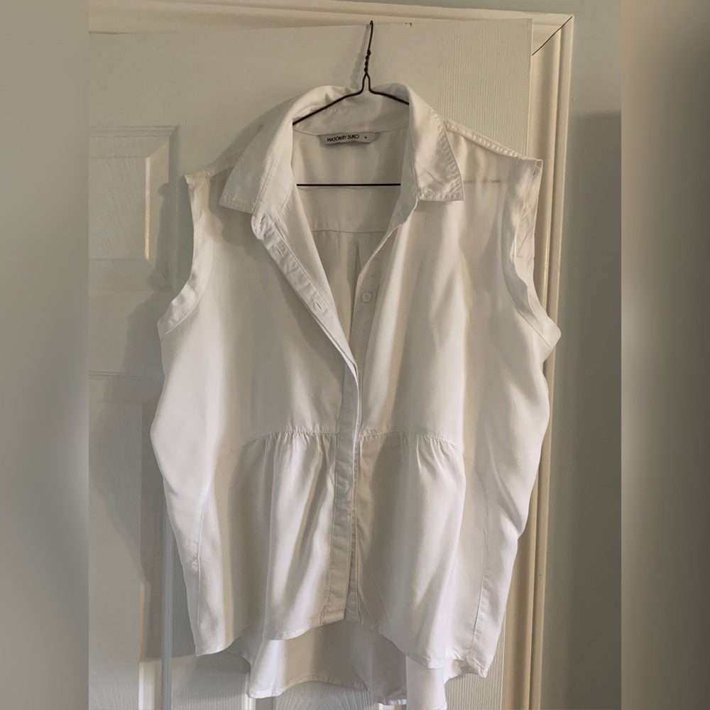 Short sleeve Mason by Suko high low white blouse